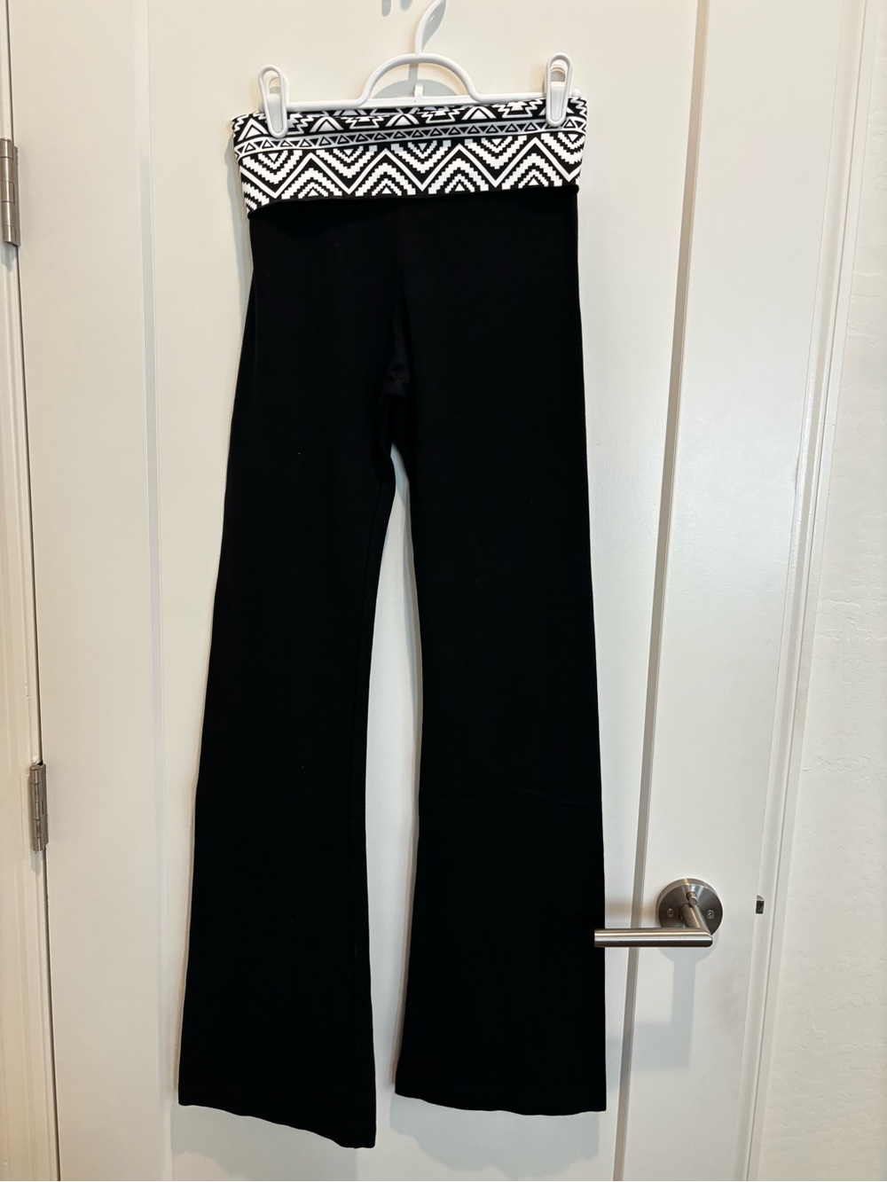 Hardtail Wide-Leg Yoga Pants w/ Patterned Fold-Over Waistband - Size Small NWOT